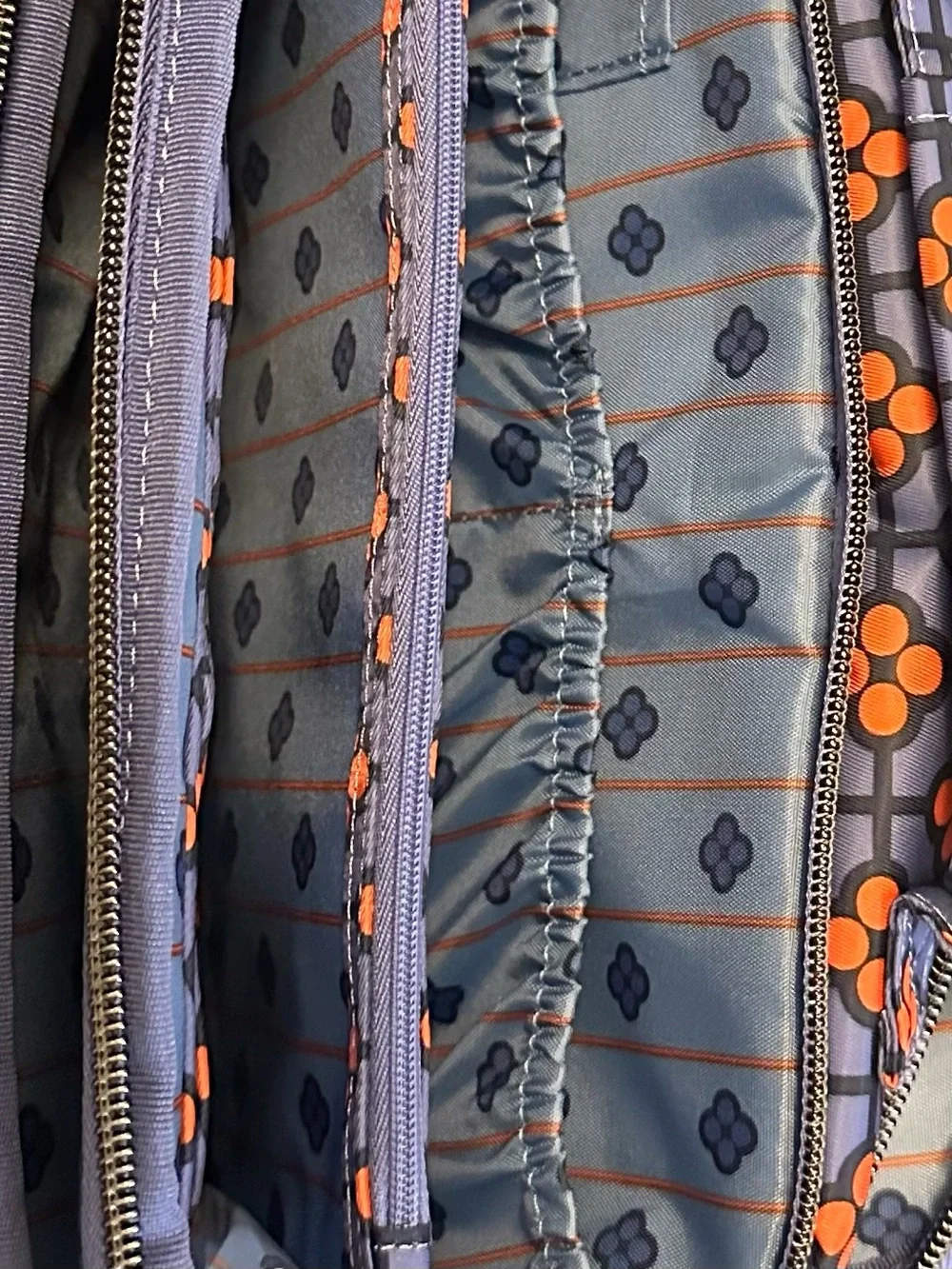 lug Scoop SE Crossbody in Blue with Orange Geometric Design RFID